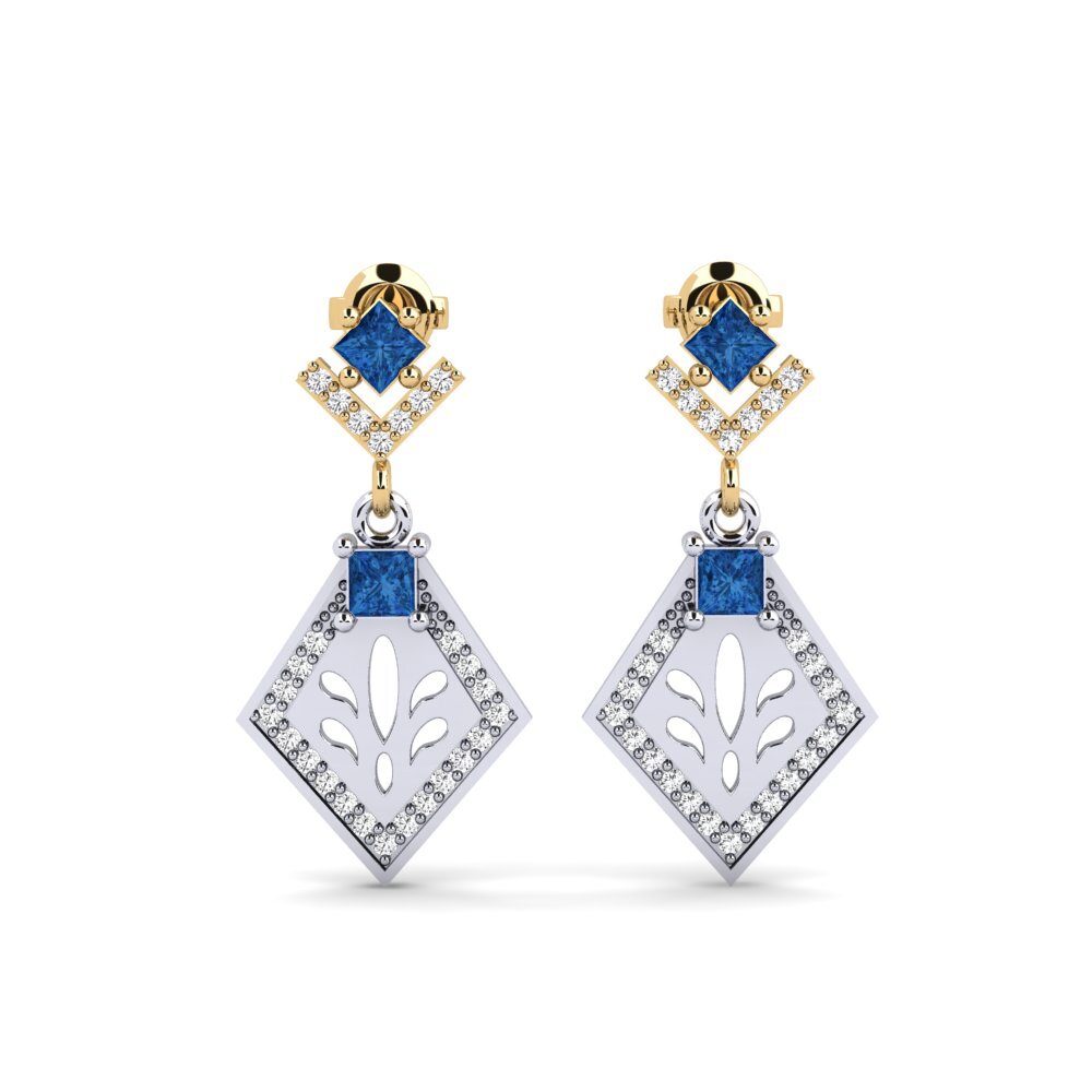 585 Weiß & Gelbgold Dunkelblauer Zirkonia Damen ohrring Snije