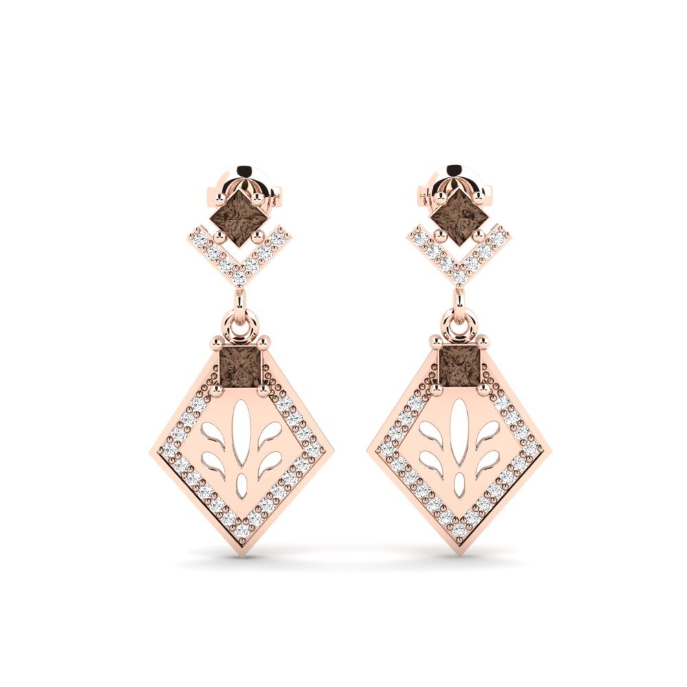 14ct Rose Gold Smoky Quartz Women's Earring Snije