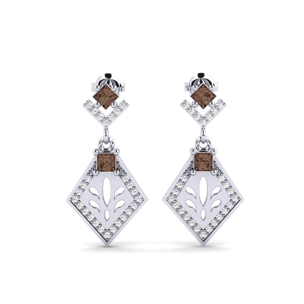18ct White Gold Smoky Quartz Women's Earring Snije