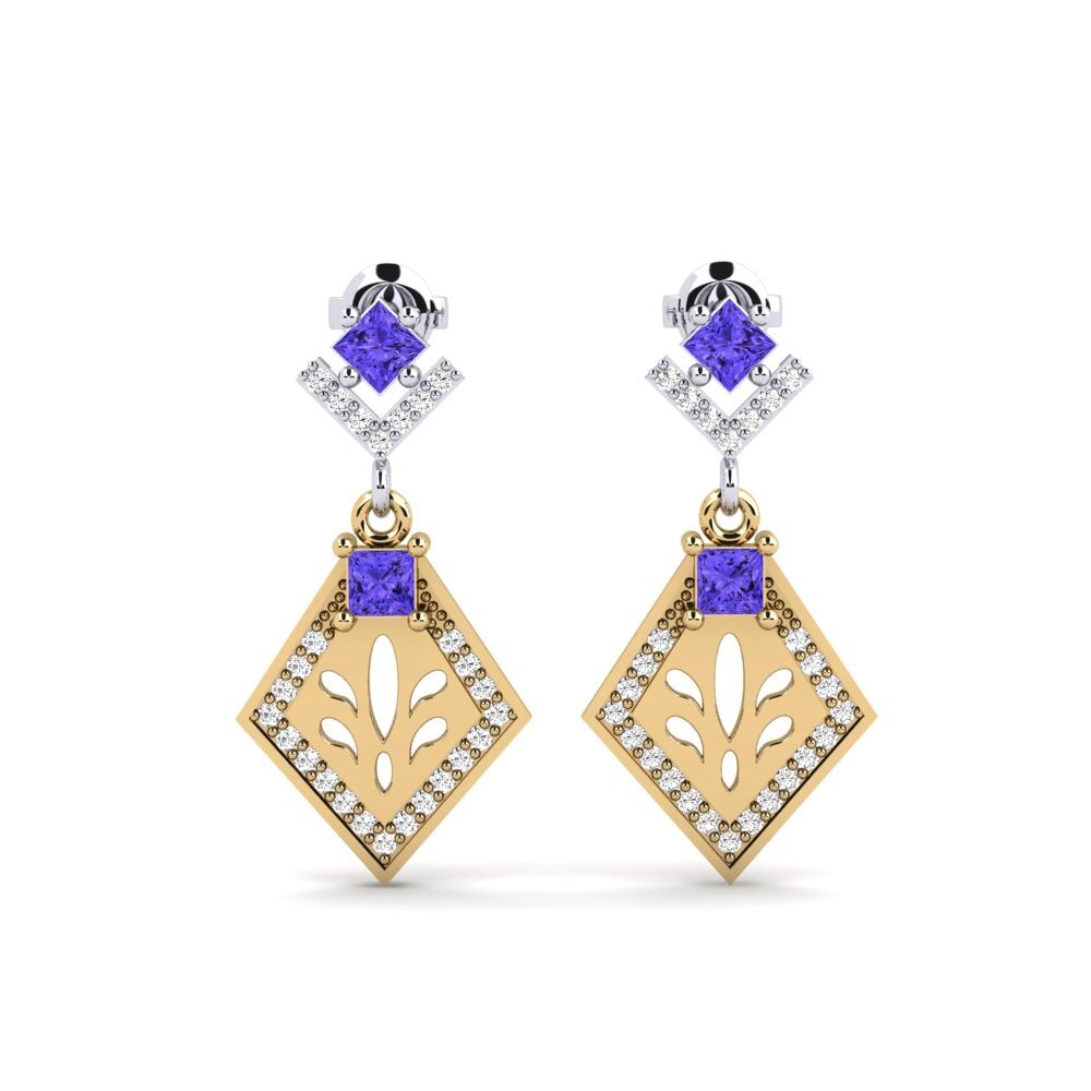 14ct Yellow / White Gold Tanzanite Women's Earring Snije