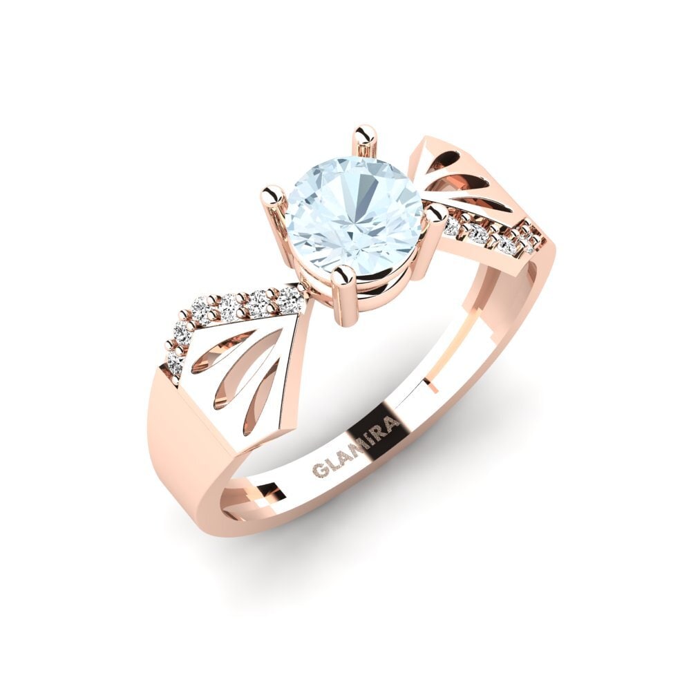 14ct Rose Gold Aquamarine Ring Tagutu