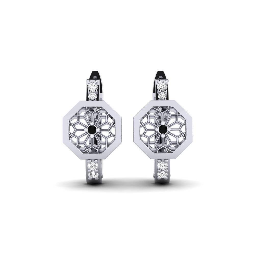 White Silver Black Sapphire Women's Earring Tanigawa