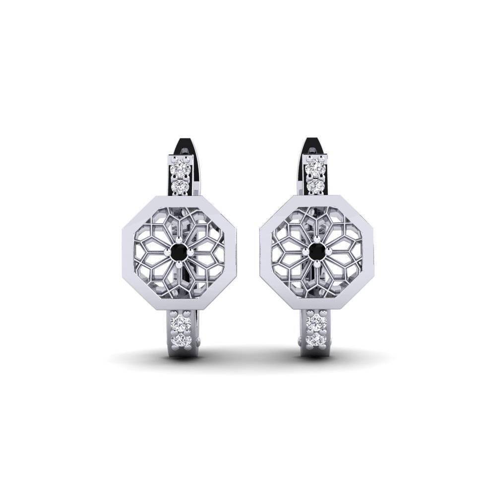 Platino Diamante Negro Pendiente de mujer Tanigawa