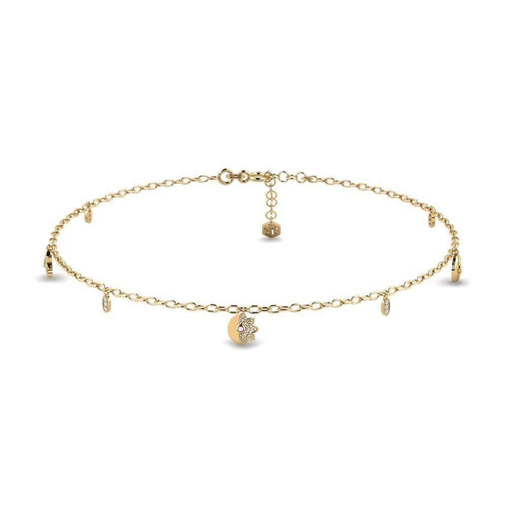 14k Yellow Gold Pink Sapphire Women's Anklet Tidbury