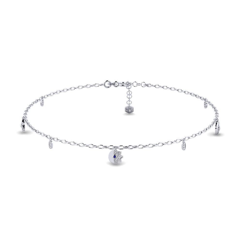 950 Palladium Sapphire Women's Anklet Tidbury
