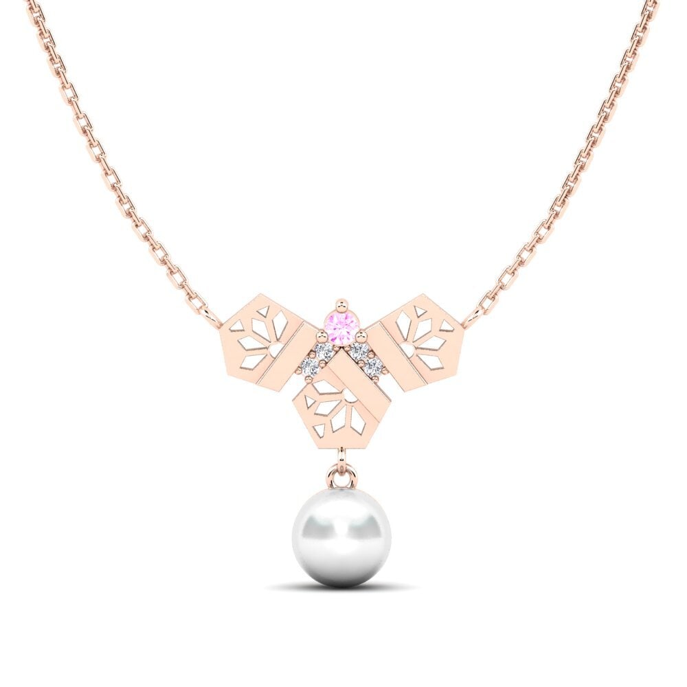 Rotgold 375 Rosa Saphir Damen halskette Txiav