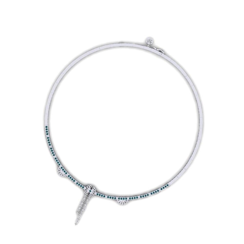 Paladio 950 Diamante Azul Collar Natsu