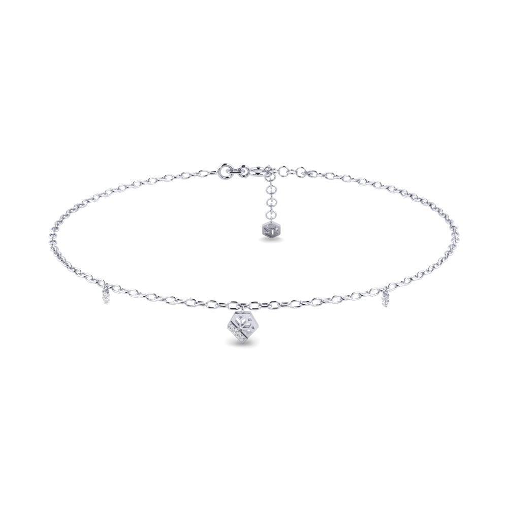Argent Blanc Diamant Chaîne cheville femme Skaists
