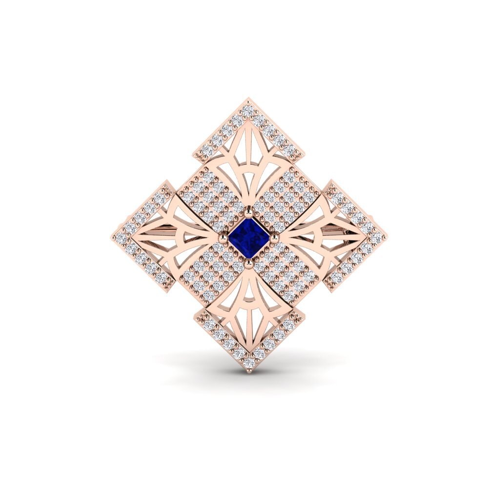 14k Oro Rosa Zafiro Broche Ukusika