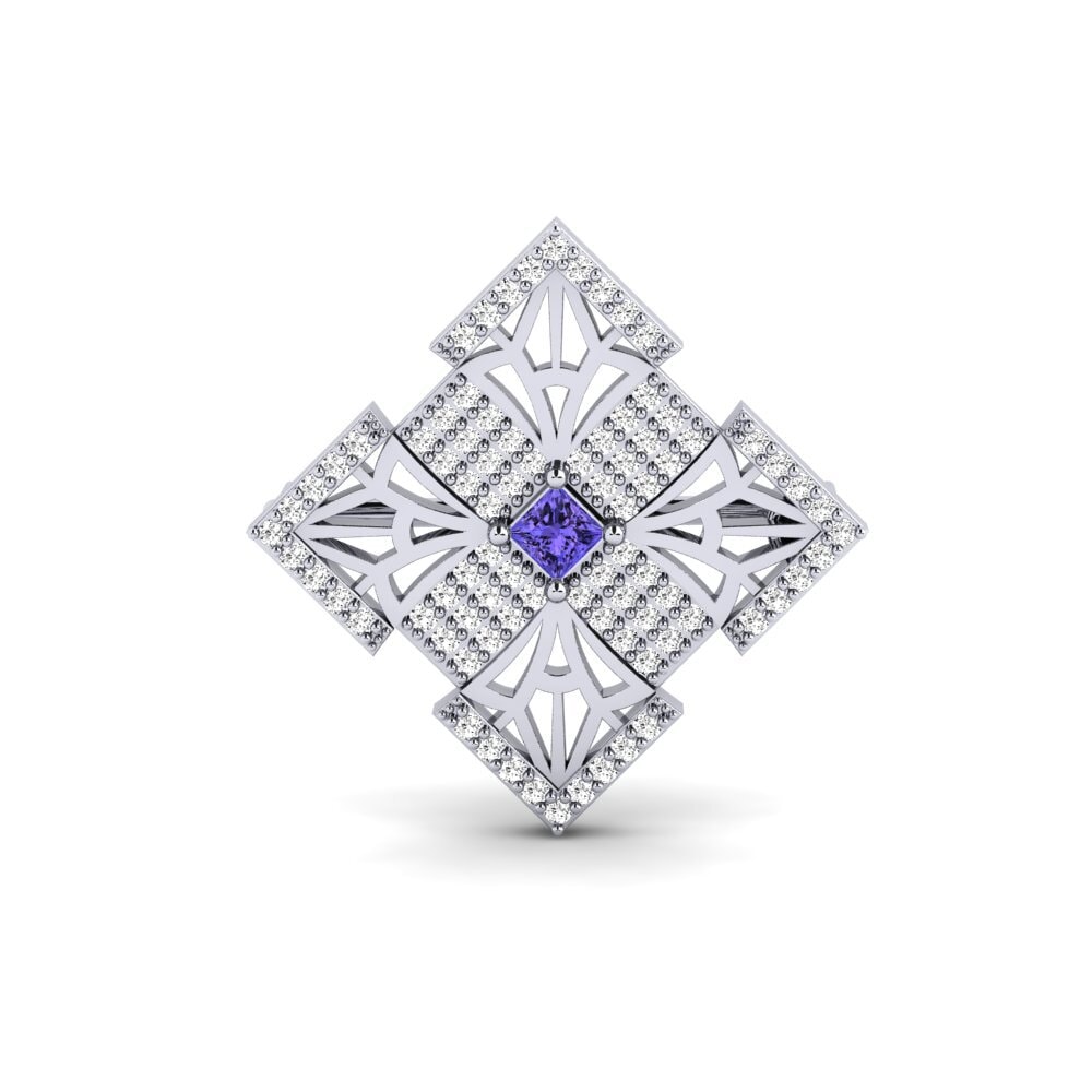 White Silver Tanzanite Brooch Ukusika