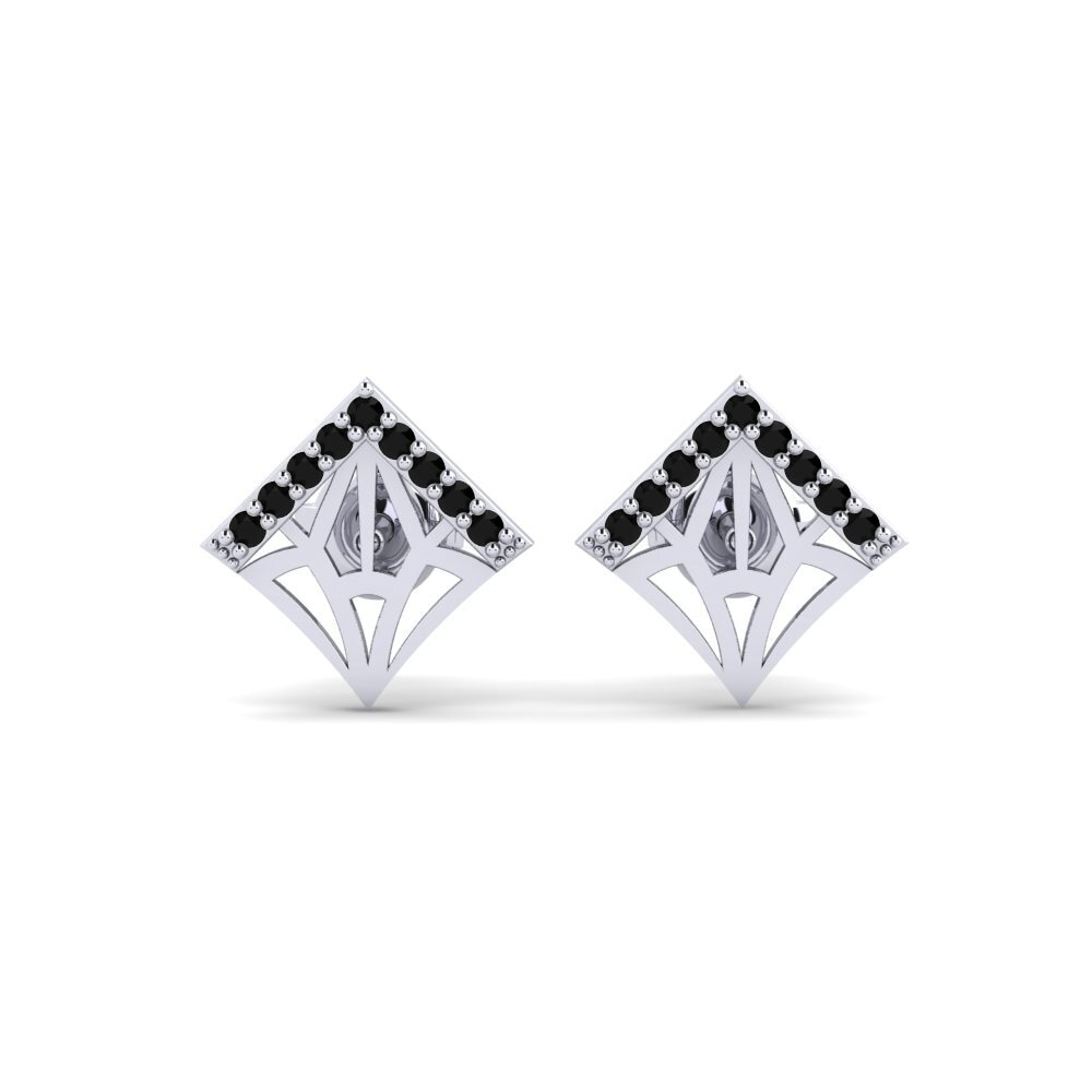 Plata 925 Diamante Negro Pendiente de mujer Vzor