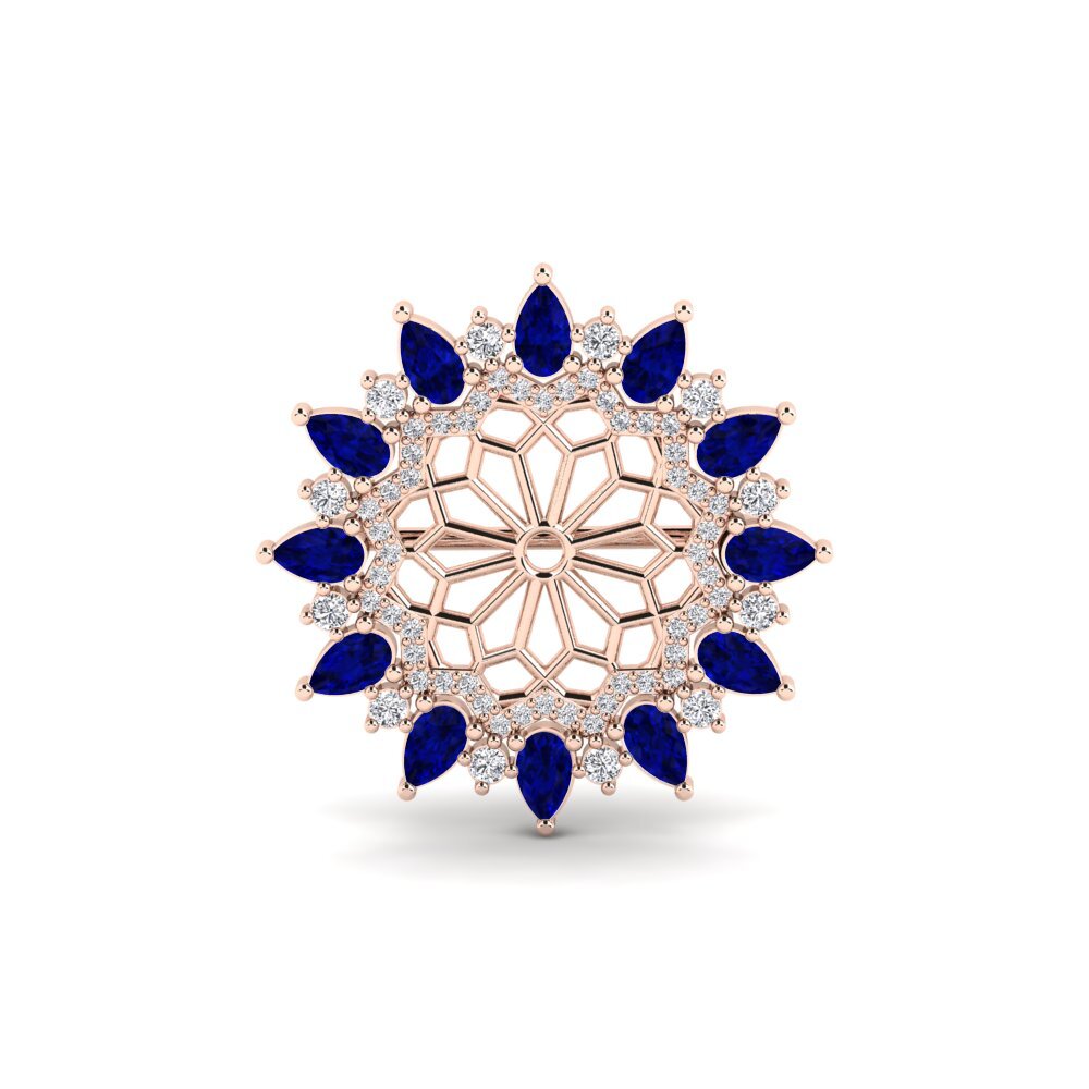 14k Oro Rosa Zafiro Broche Yoyogi
