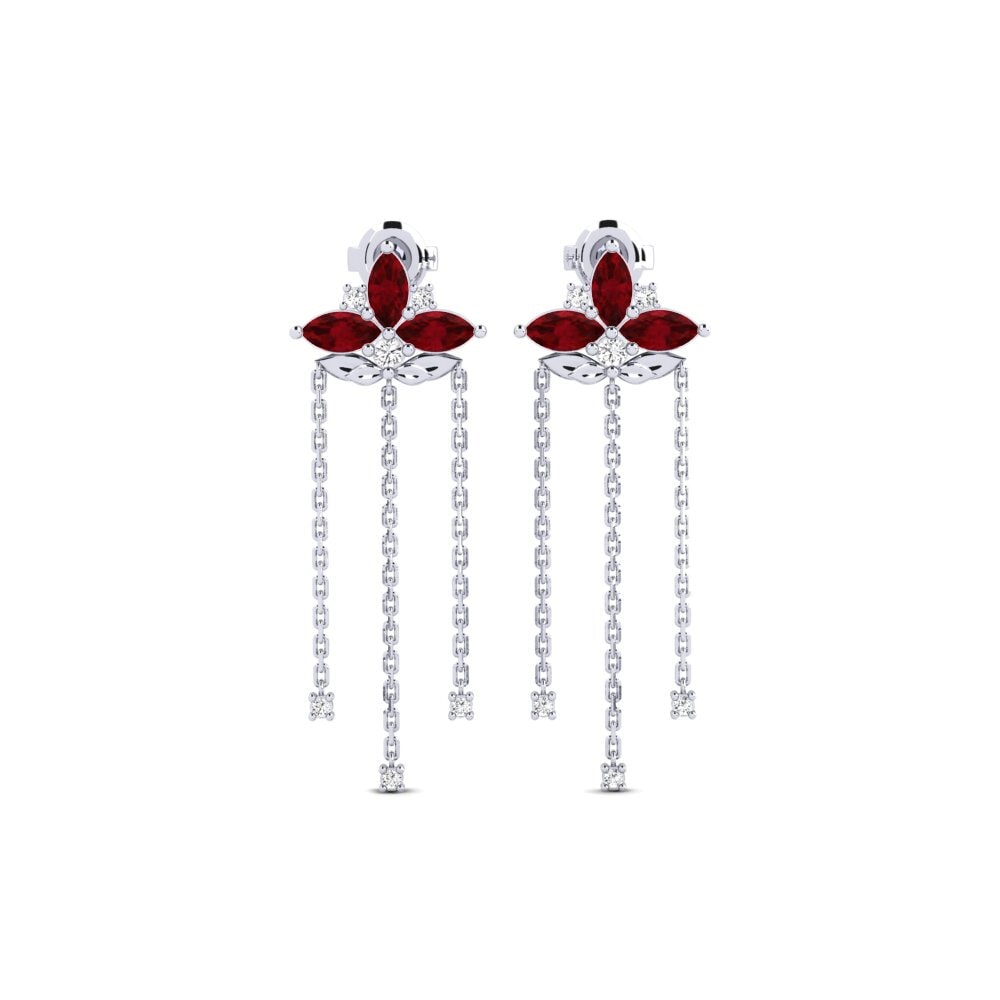 Vàng Trắng 14K Đá Ruby / Hồng Ngọc Bông tai nữ Alcurnia