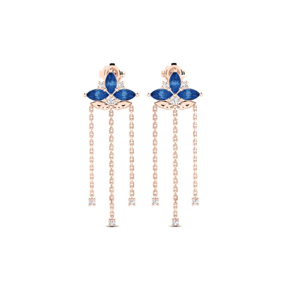 Rotgold 375 Dunkelblauer Zirkonia Damen ohrring Alcurnia
