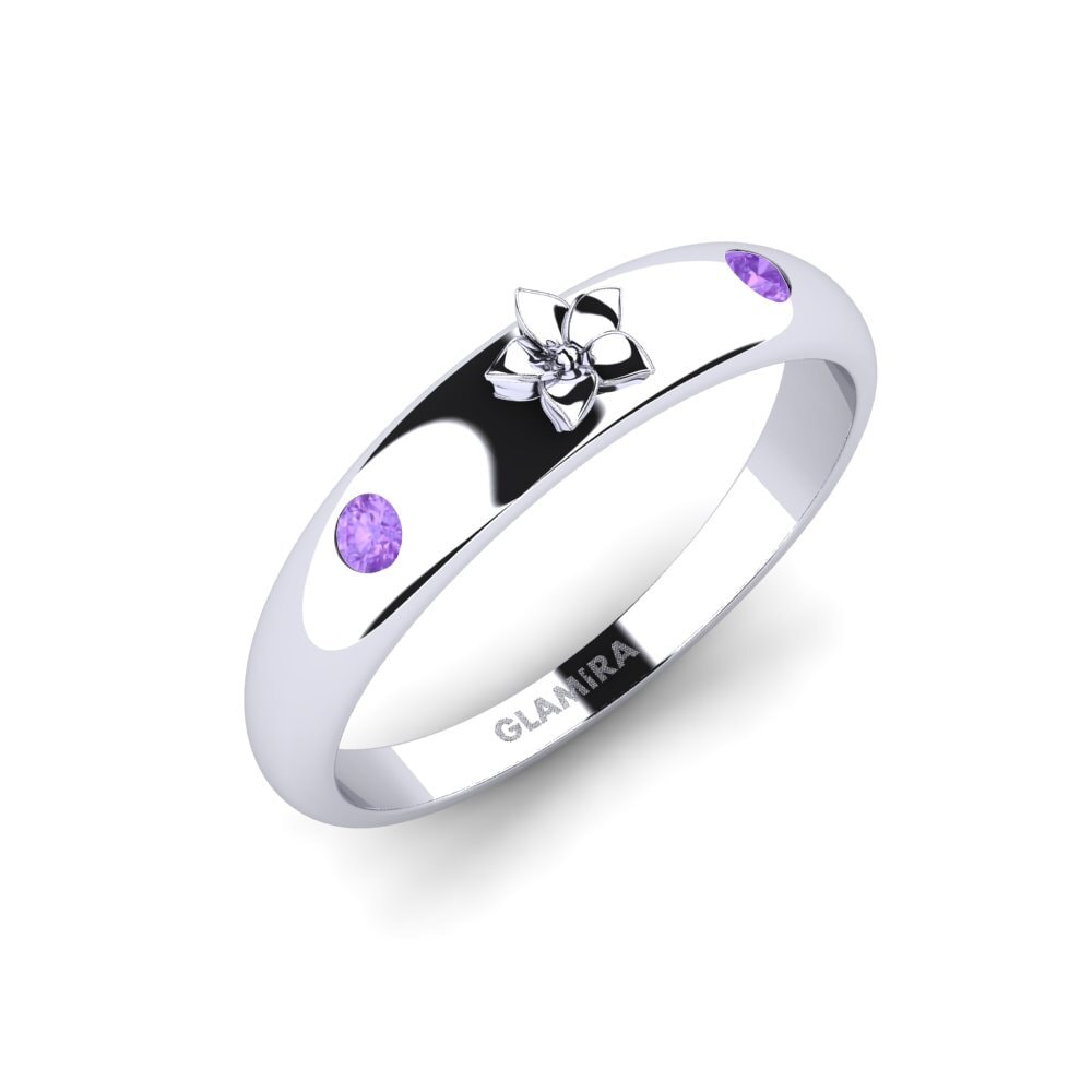 Vàng Trắng 14K Đá Thạch Anh Tím Nhẫn Alouenne