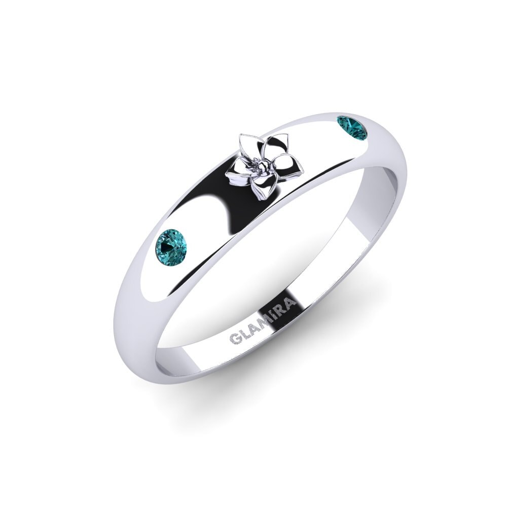 Palladium trắng Kim Cương Xanh Dương Nhẫn Alouenne