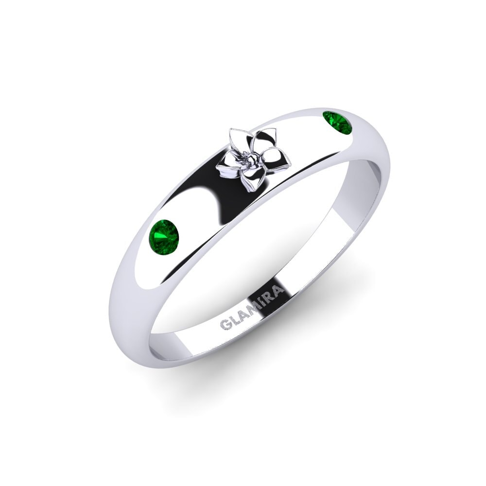 Platin trắng Đá Zirconia Xanh Nhẫn Alouenne