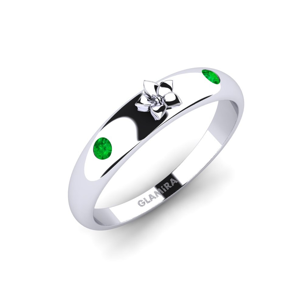 Vàng Trắng 14K Đá Emerald / Ngọc lục Bảo Nhẫn Alouenne