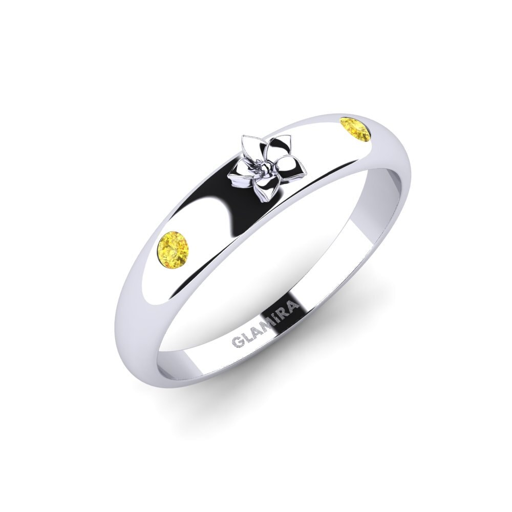 Weiß-Silber Gelber Saphir Ring Alouenne