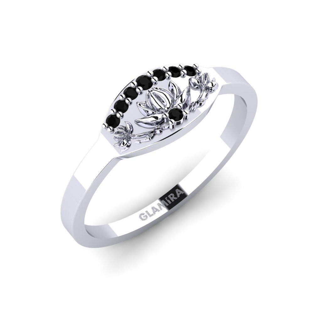 Weißgold 585 Schwarzer Diamant Ring Altorelief