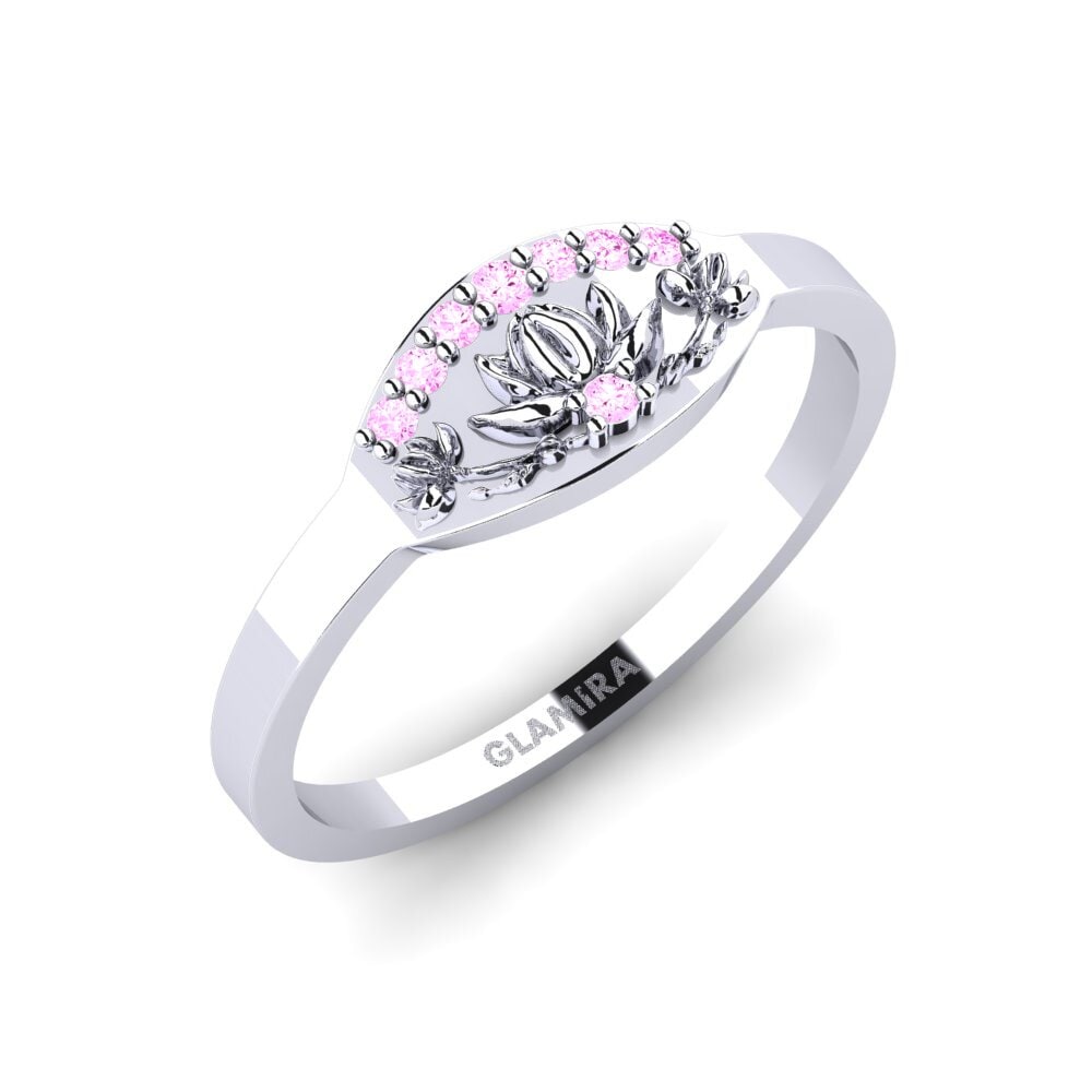 Vàng Trắng 14K Đá Sapphire Hồng Nhẫn Altorelief