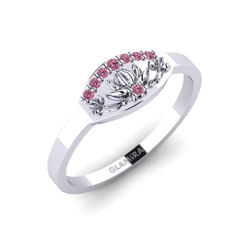 Vàng Trắng 14K Đá Rhodolite Nhẫn Altorelief