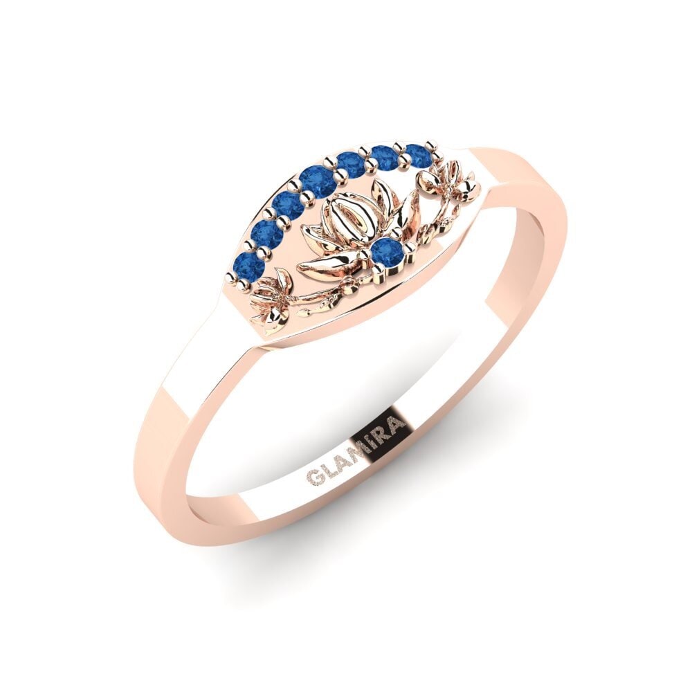 Rotgold 375 Dunkelblauer Zirkonia Ring Altorelief