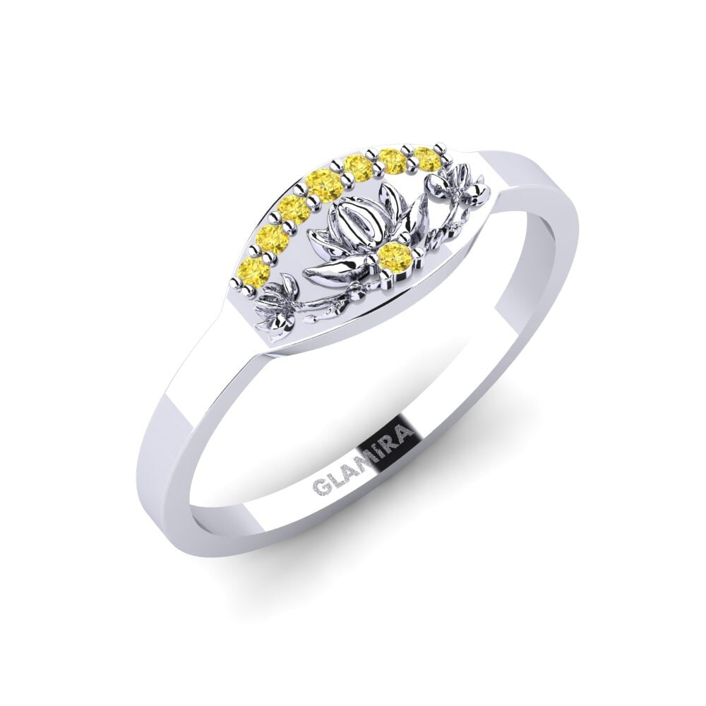 Weiß-Silber Gelber Saphir Ring Altorelief