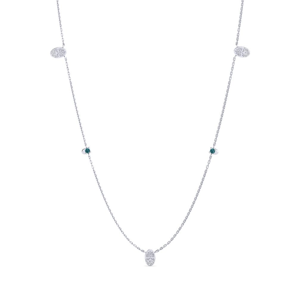 Vàng Trắng 14K Kim Cương Xanh Dương Dây chuyền nữ Amadede