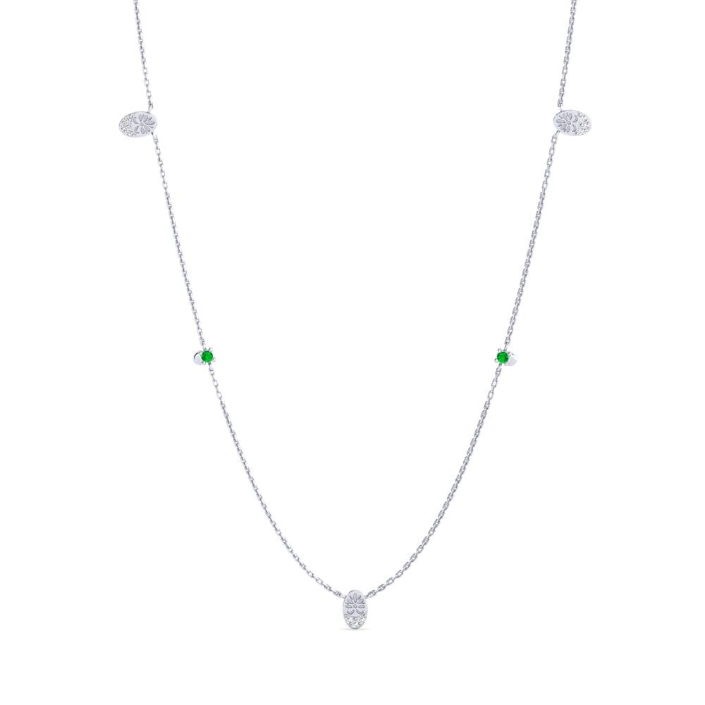 Vàng Trắng 14K Đá Emerald / Ngọc lục Bảo Dây chuyền nữ Amadede