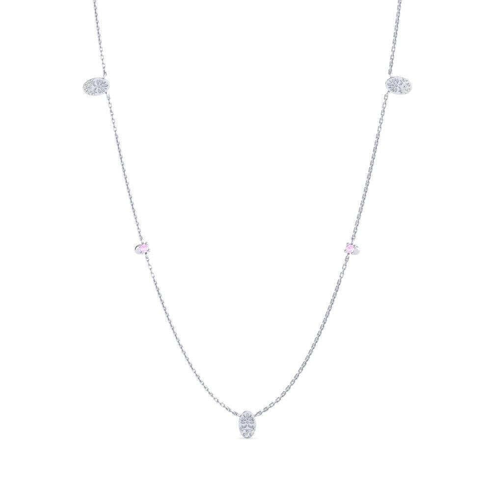 Vàng Trắng 14K Đá Sapphire Hồng Dây chuyền nữ Amadede