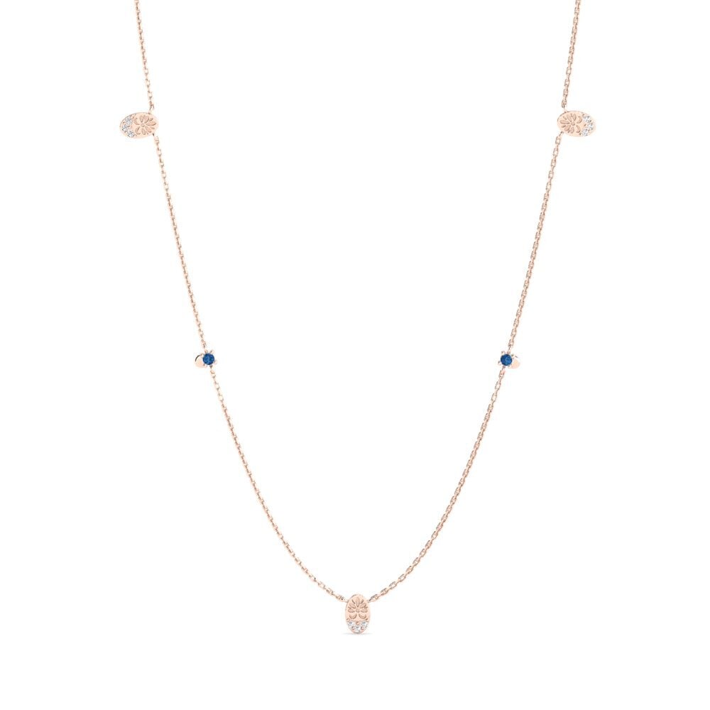 Rotgold 375 Dunkelblauer Zirkonia Damen halskette Amadede