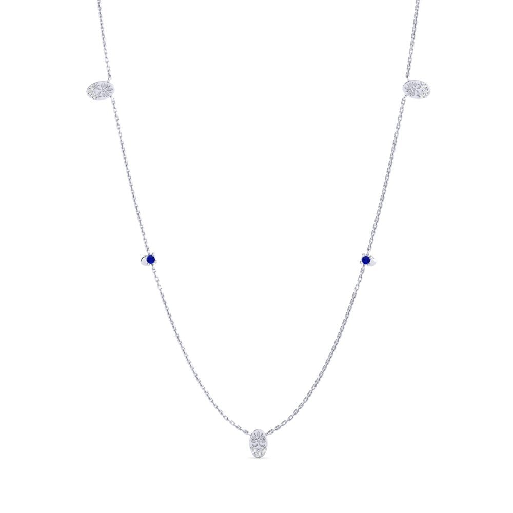 Vàng Trắng 14K Đá Sapphire Dây chuyền nữ Amadede