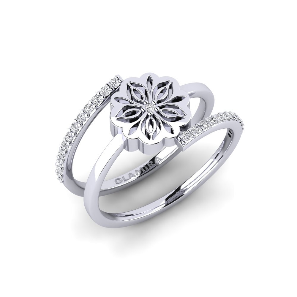 Vàng Trắng 18K Tròn Kim Cương Nhân Tạo Nhẫn Amamas