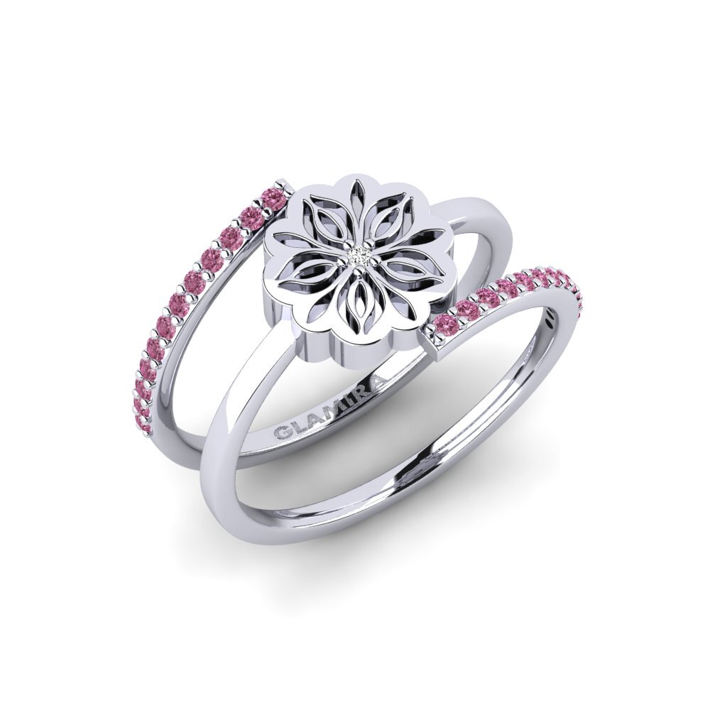 Vàng Trắng 14K Đá Rhodolite Nhẫn Amamas