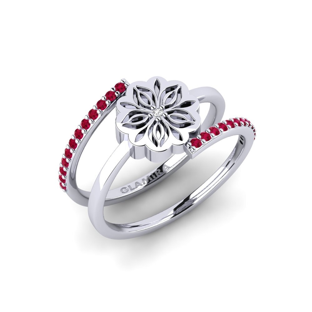 Vàng Trắng 14K Đá Ruby / Hồng Ngọc Nhẫn Amamas