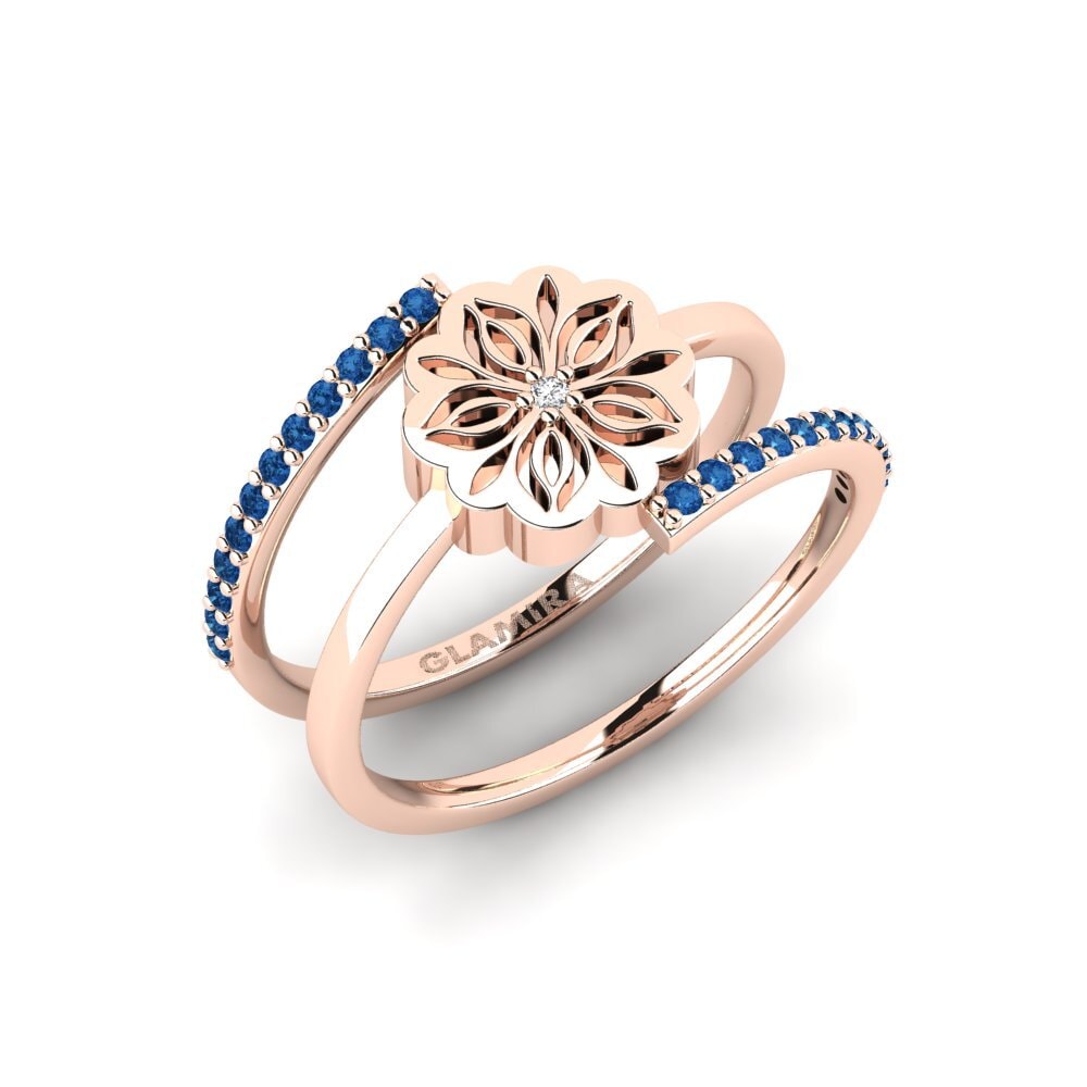 Rotgold 375 Dunkelblauer Zirkonia Ring Amamas