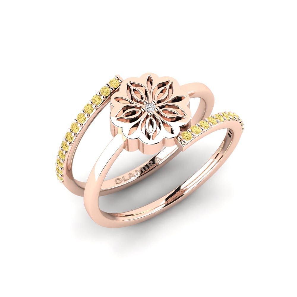 Vàng Hồng 14K Kim Cương Vàng Nhẫn Amamas