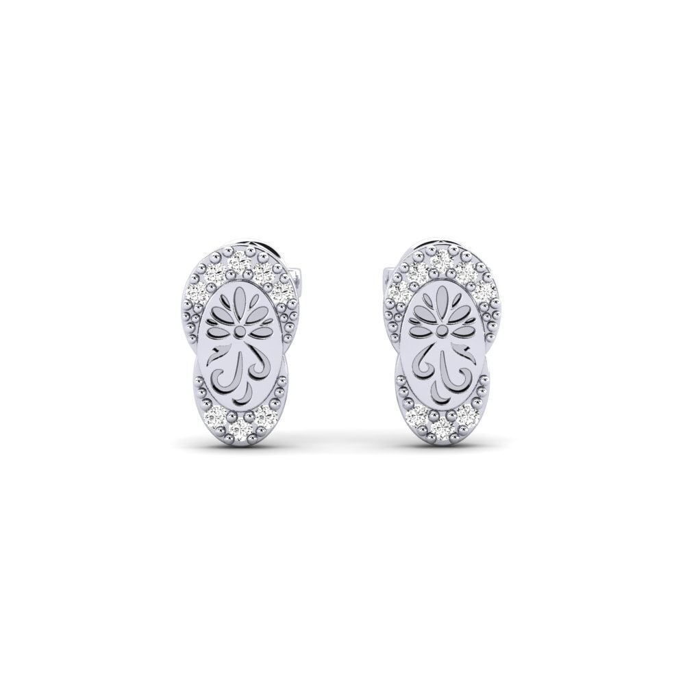 Vàng Trắng 14K Đá Moissanite Bông tai nữ Anyonga