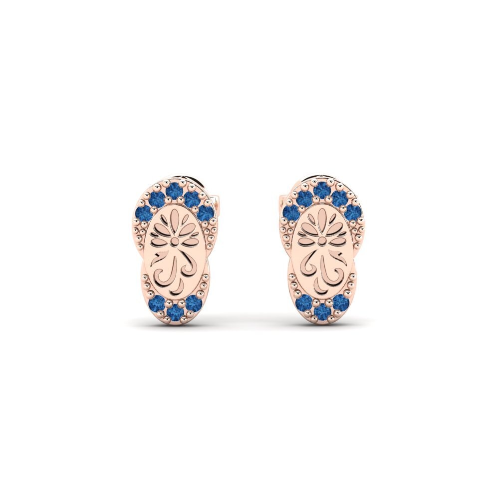 Rotgold 375 Dunkelblauer Zirkonia Damen ohrring Anyonga