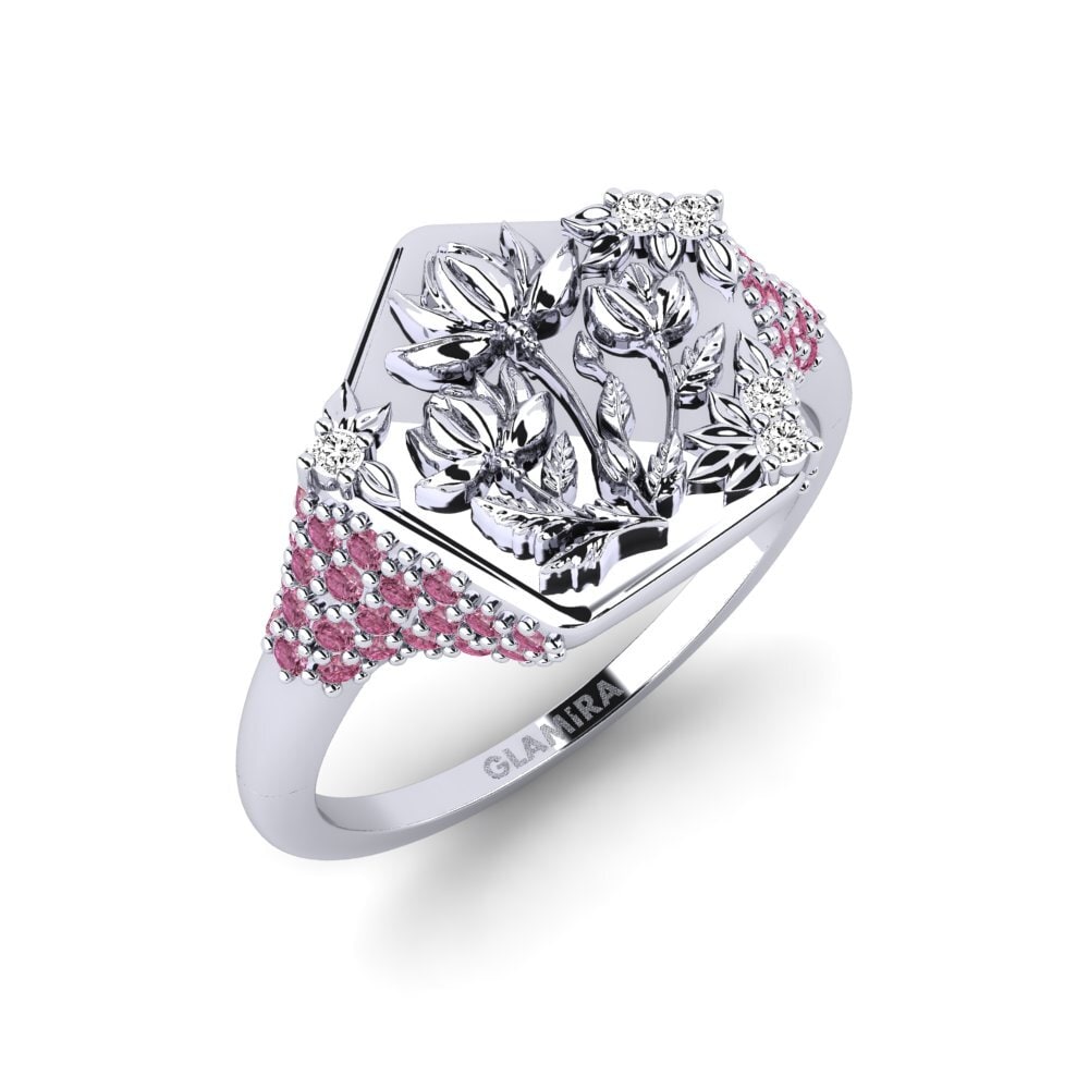 Vàng Trắng 14K Đá Rhodolite Nhẫn Apiaceae