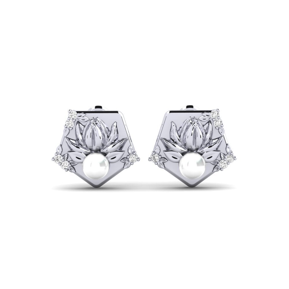 Vàng Trắng 14K Đá Moissanite Bông tai nữ Arrebato