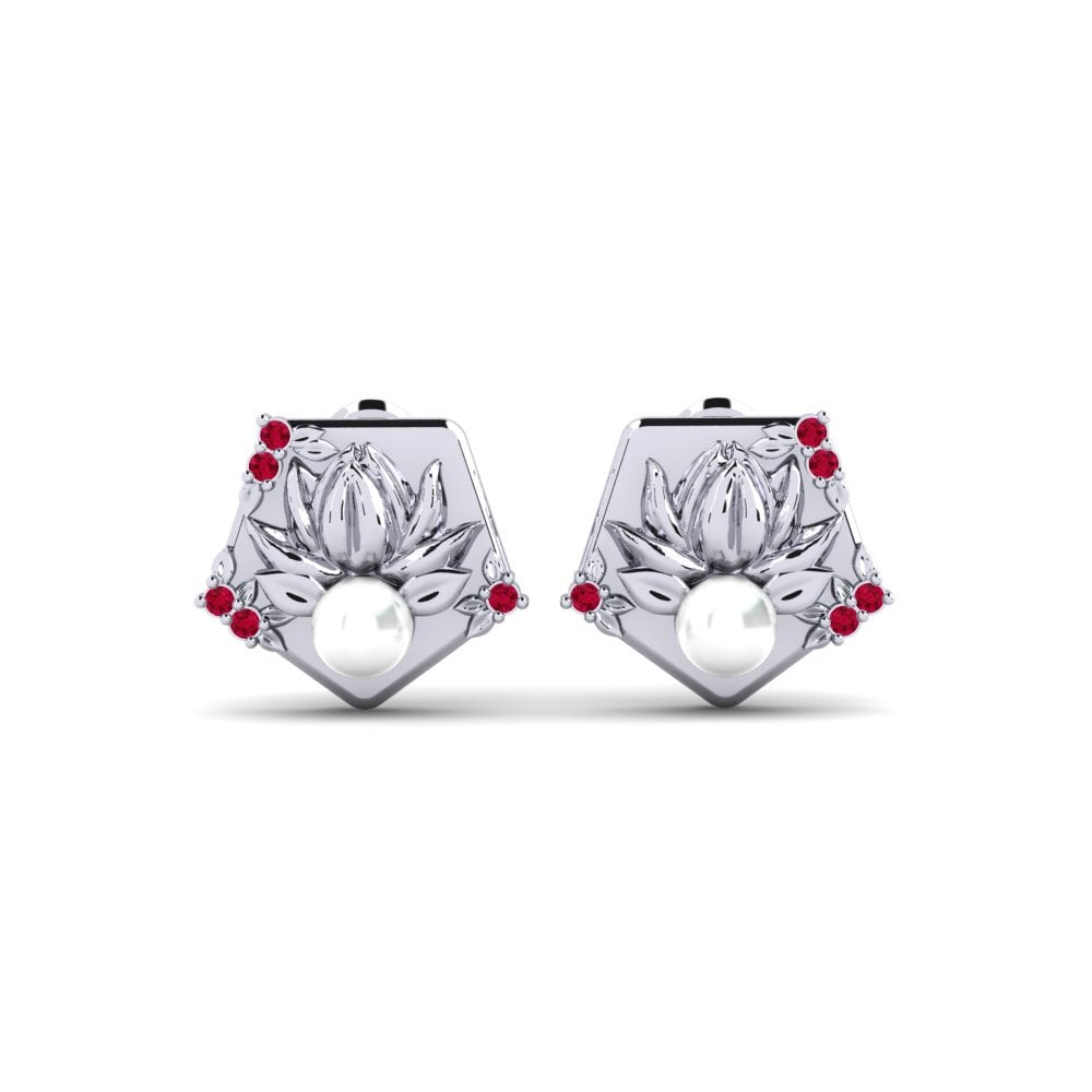 Vàng Trắng 14K Đá Ruby / Hồng Ngọc Bông tai nữ Arrebato