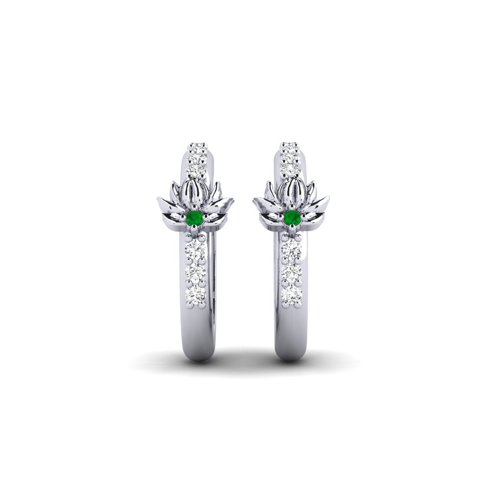 Vàng Trắng 14K Đá Emerald / Ngọc lục Bảo Bông tai nữ Artifex