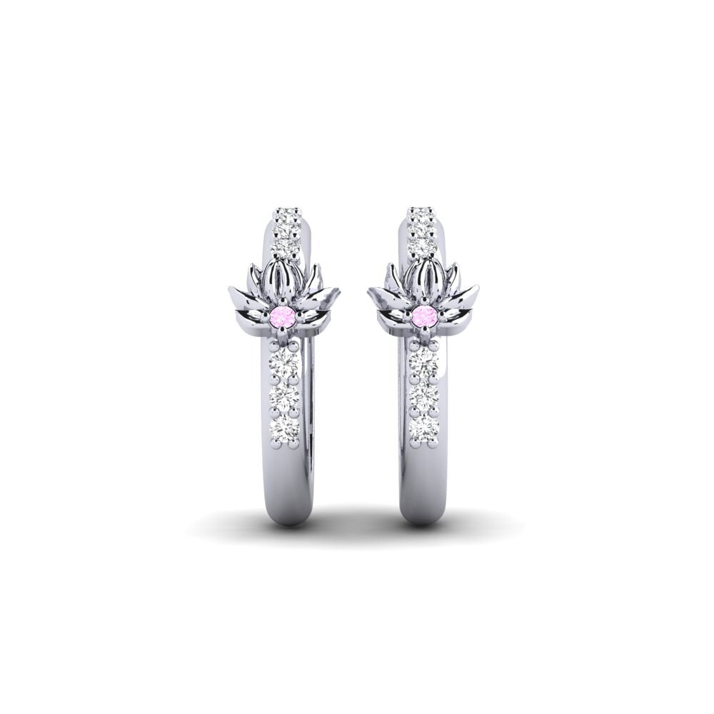 Vàng Trắng 14K Đá Sapphire Hồng Bông tai nữ Artifex