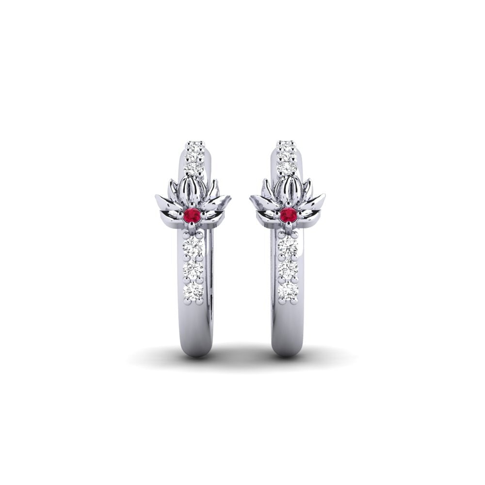 Vàng Trắng 14K Đá Ruby / Hồng Ngọc Bông tai nữ Artifex
