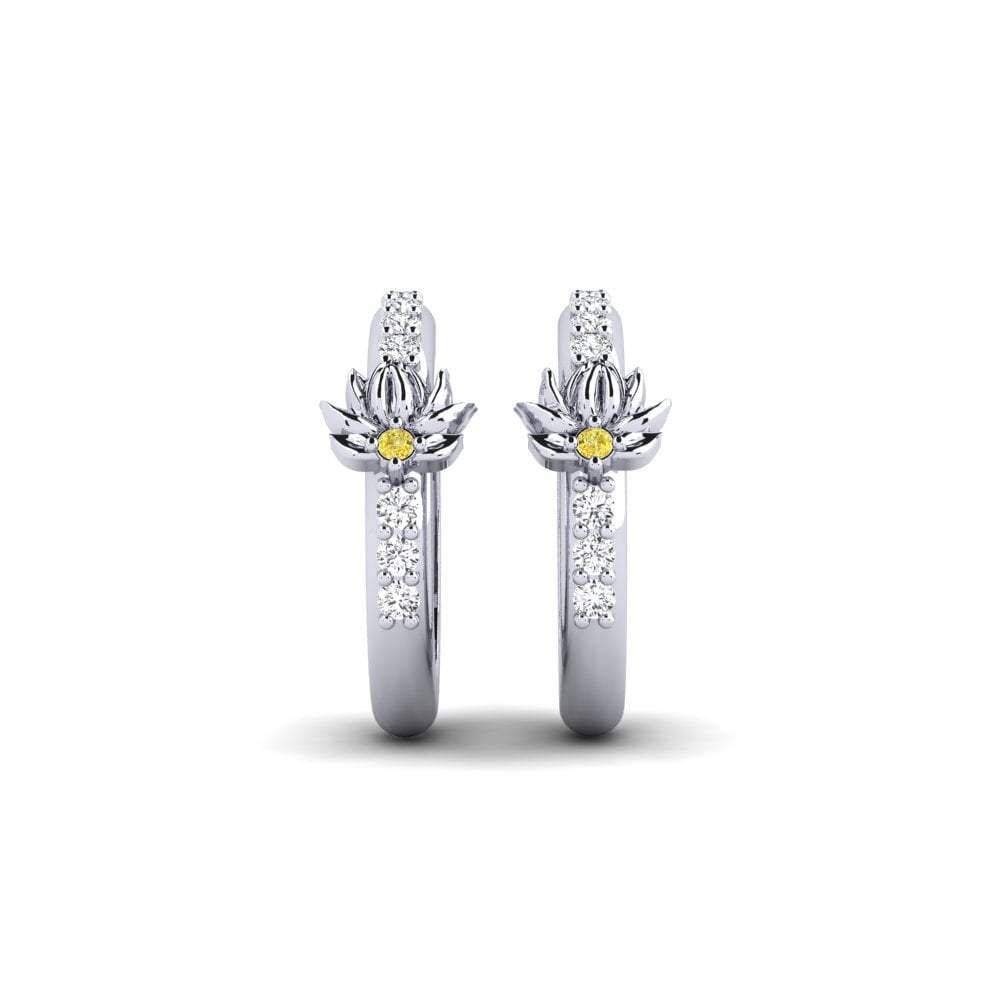 Weiß-Silber Gelber Saphir Damen ohrring Artifex