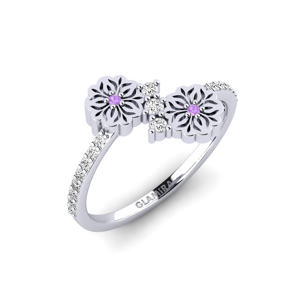 Vàng Trắng 14K Đá Thạch Anh Tím Nhẫn Arvvot