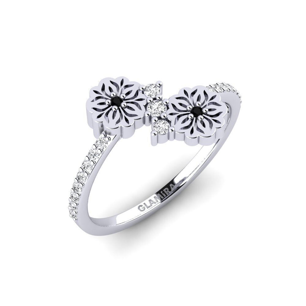 Platin trắng Đá Sapphire Đen Nhẫn Arvvot