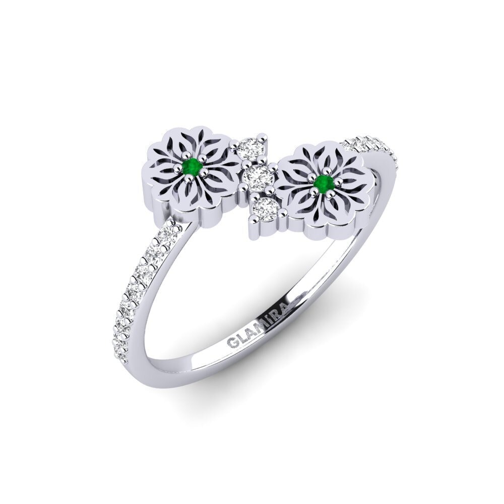 Vàng Trắng 14K Đá Emerald / Ngọc lục Bảo Nhẫn Arvvot